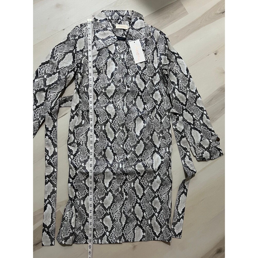 Choosy Luxe Exotic Vintage 90s Faux Snakeskin Leather Trench Coat Duster Jacket - Picture 7 of 11